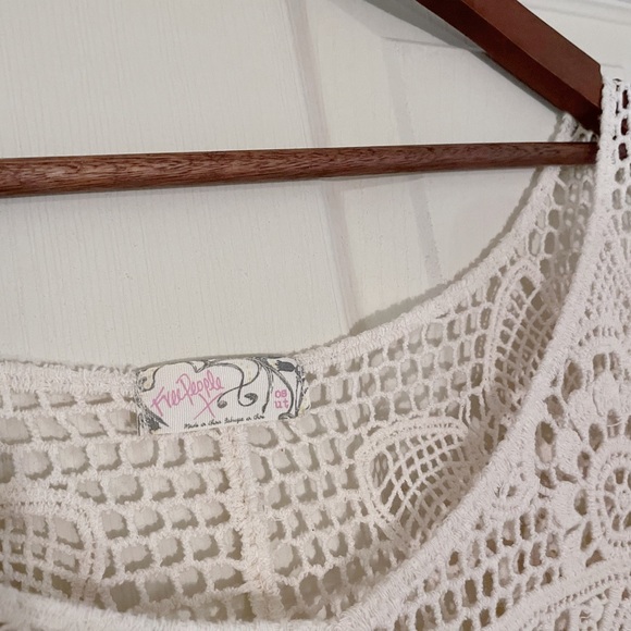 FREE PEOPLE Ivory Crochet Fringe Boho Swim Cover Up Top - Picture 6 of 6
